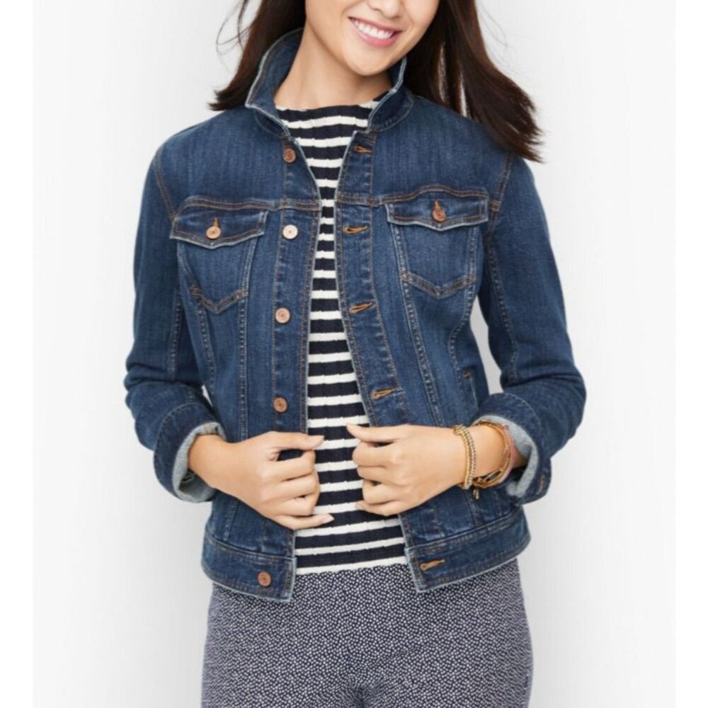 Talbots Womens Jean Jacket Blue XS Extra Small Stretch Cotton Denim MINT